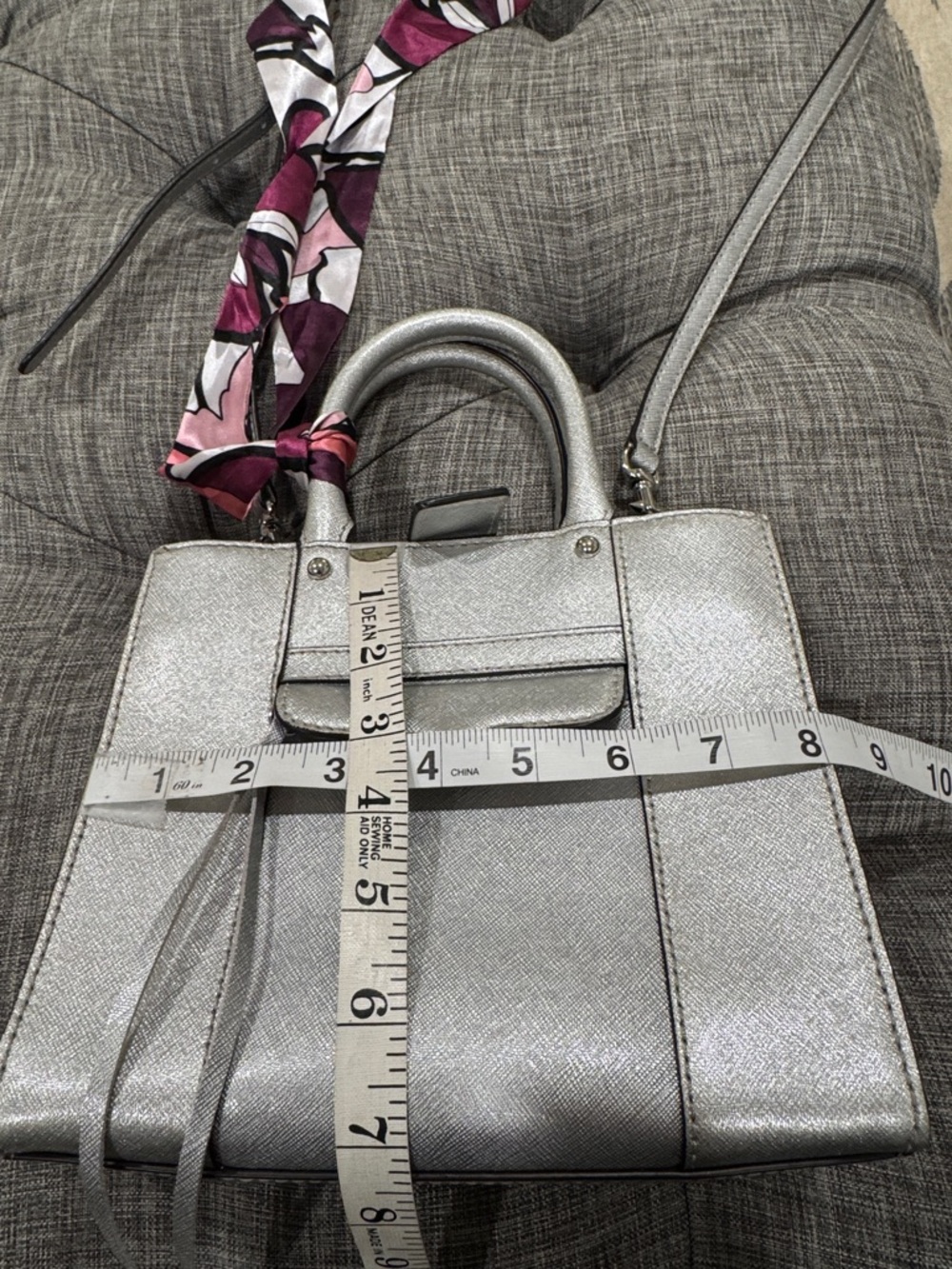 Rebecca Minkoff Mini Tote M.A.B. Silver Saffiano Leather Crossbody - Picture 17 of 17